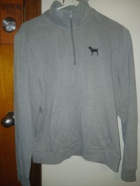 PINK Victoria's Secret Gray Zip-Up Pullover